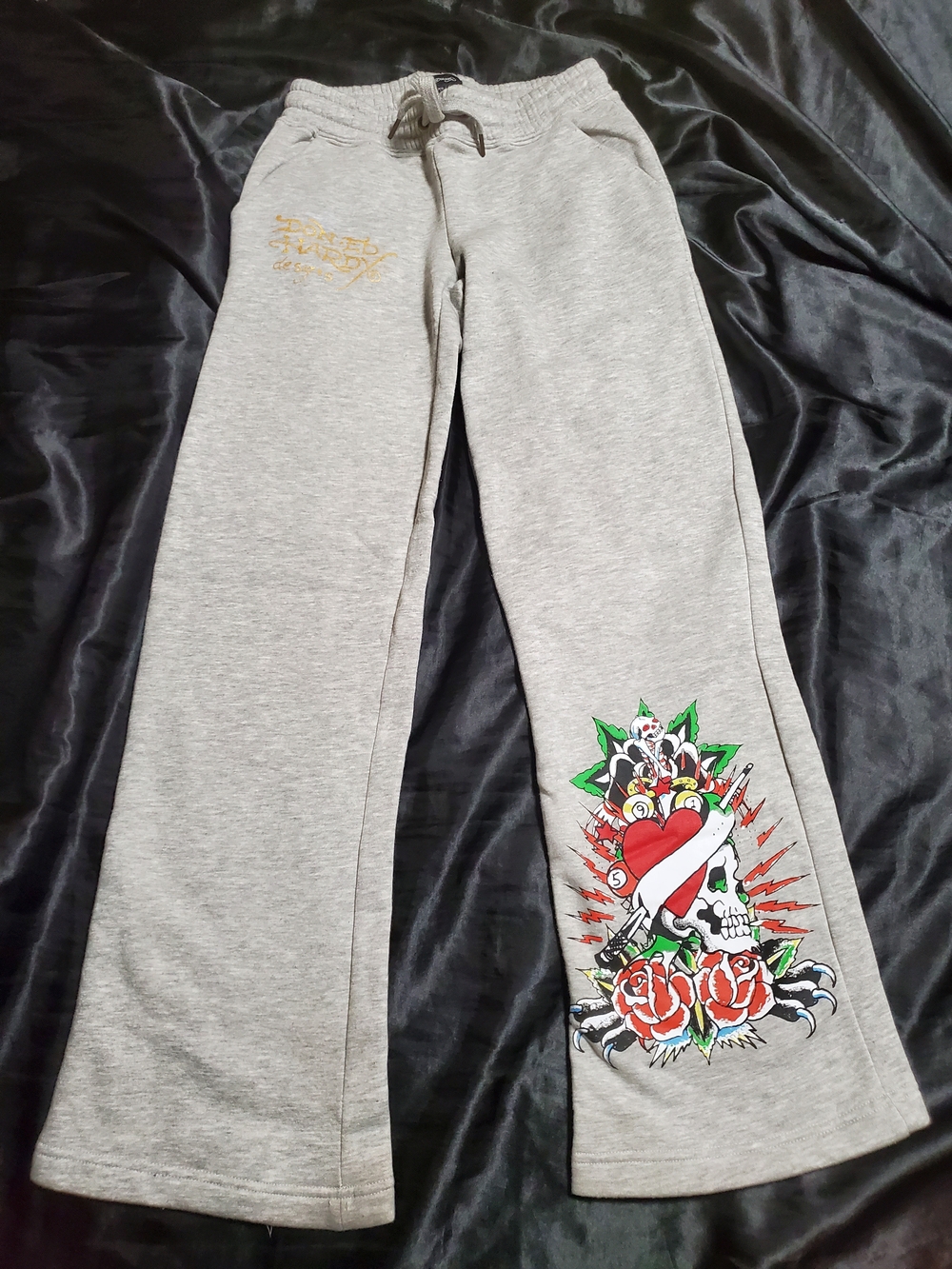 Ed Hardy Light Gray Sweatpants with Branded Waist Label